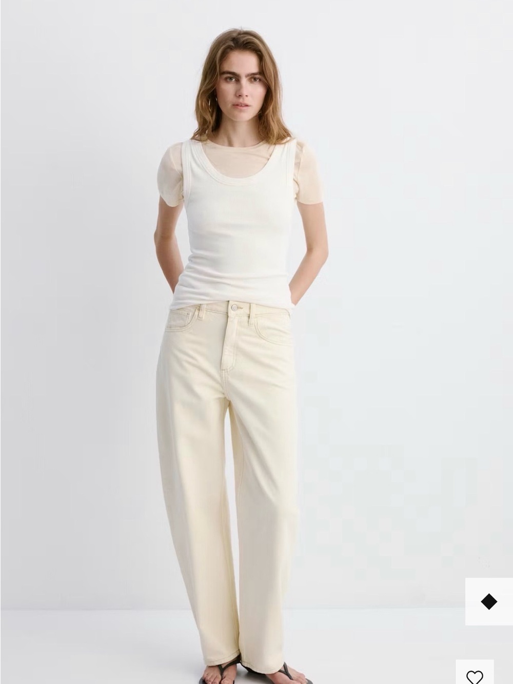 Mango cream jeans high waist 0